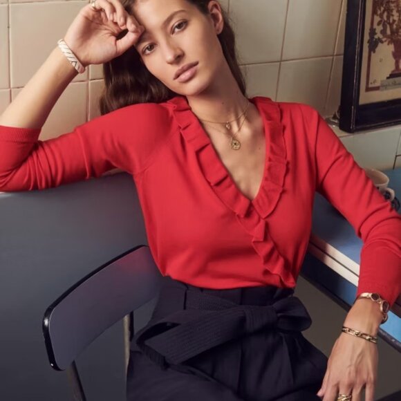 Sezane Red Kim Sweater | Size S - Picture 2 of 3